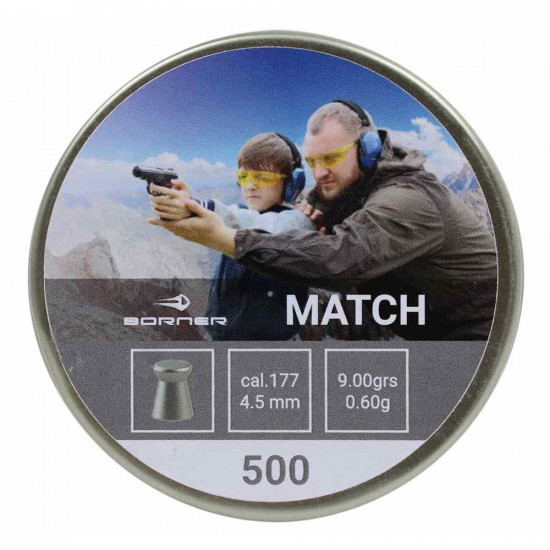 Пули Borner Match 4,5 мм 0.60 г 500 шт