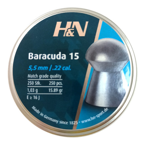 Пули для пневматики H&N Baracuda 15 (5,5 мм, 1,03гр, 250 шт)