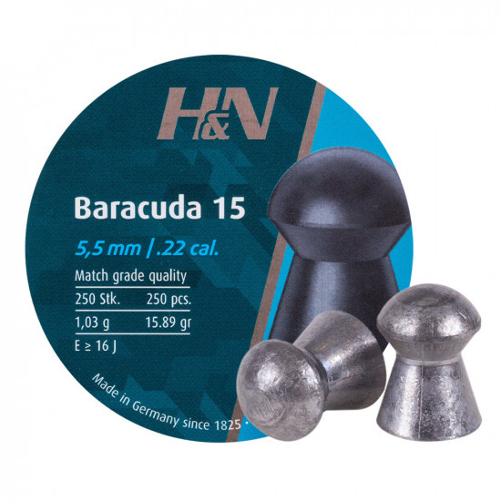 Пули для пневматики H&N Baracuda 15 (5,5 мм, 1,03гр, 250 шт)