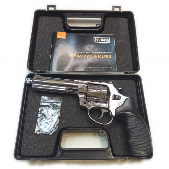 Пистолет сигнальный «Taurus-S Kurs / Smith & Wesson 4,5» кал 5,5мм, хром под патрон 10ТК