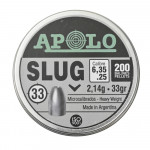 Пули для пневматики Apolo Slug 6,35мм 2,14гр 200шт