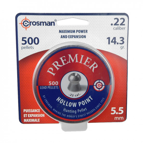 Пули пневматические Crosman Premier Hollow Point 5,5 мм 14,3 гр 500шт