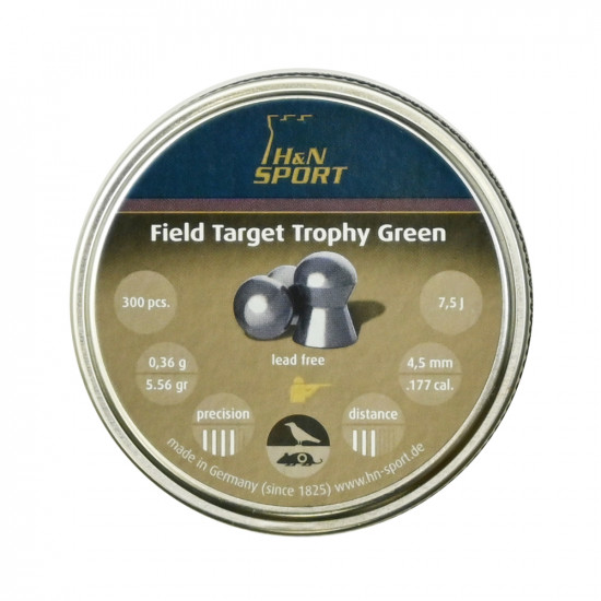 Пули для пневматики H&N Field Target Trophy Green 4,5мм 0,36гр 300шт