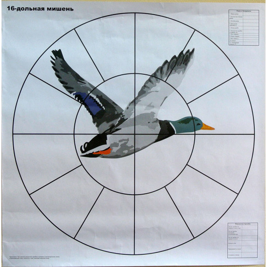 Мишень 16-дольная Селезень 800*800мм, 80г/м (1шт)
