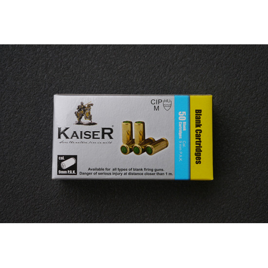 Патрон светозвуковой 9мм PAK Kaiser Blank Gold 50шт (Турция)