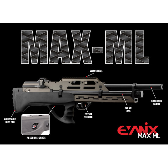 Винтовка пневматическая EVANIX MAX ML Bullpup кал. 4,5мм, пластик