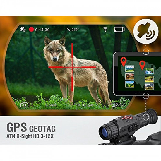 Прицел ATN X-Sight HD 3-12х30 день/ночь, запись фото/видео, Wi-Fi, GPS, IOS/Android, 1360гр.(с ик-фонарем) НОВИНКА!